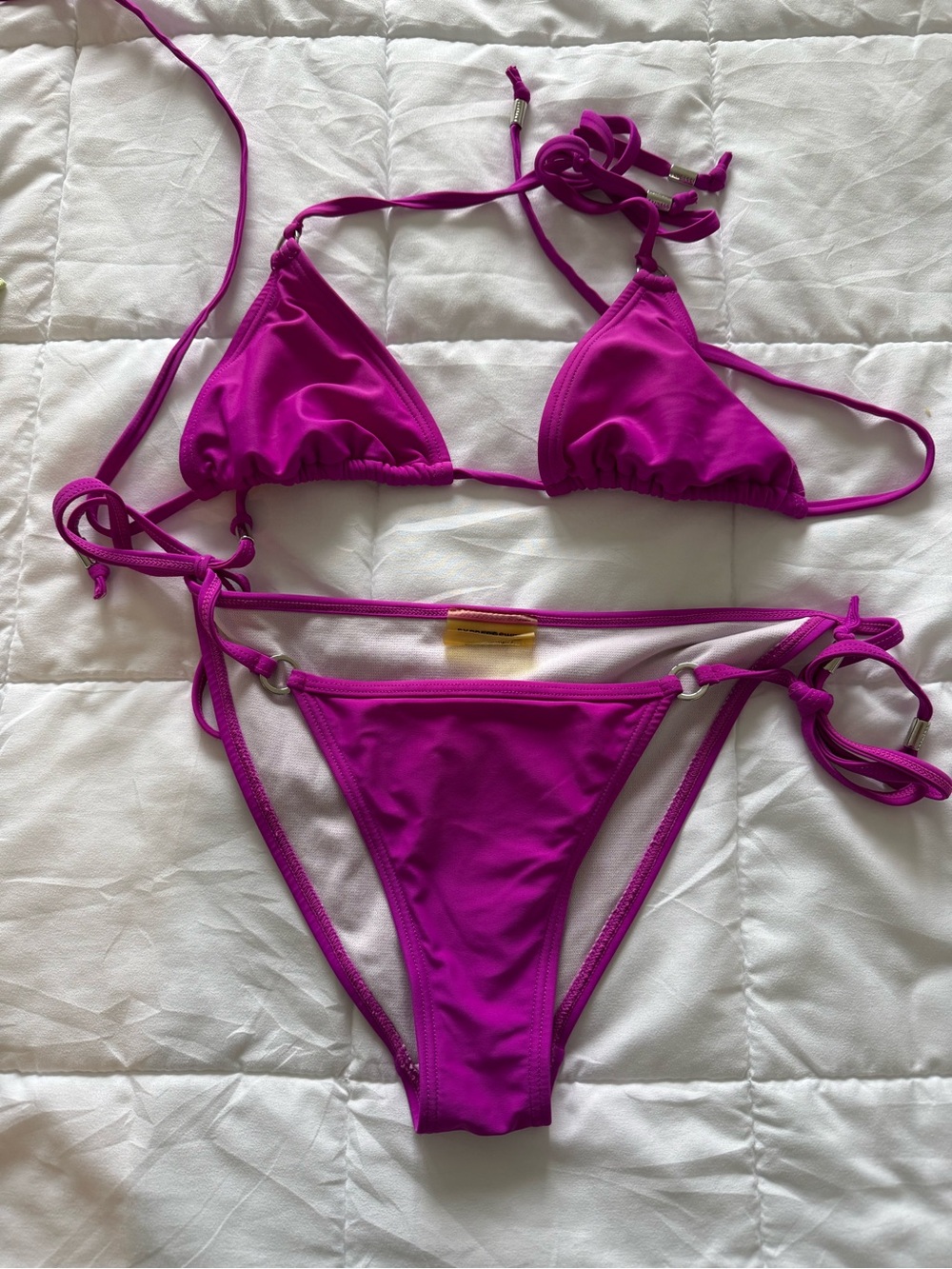 Victoria's Secret Magenta Tie-Side Triangle Bikini Set